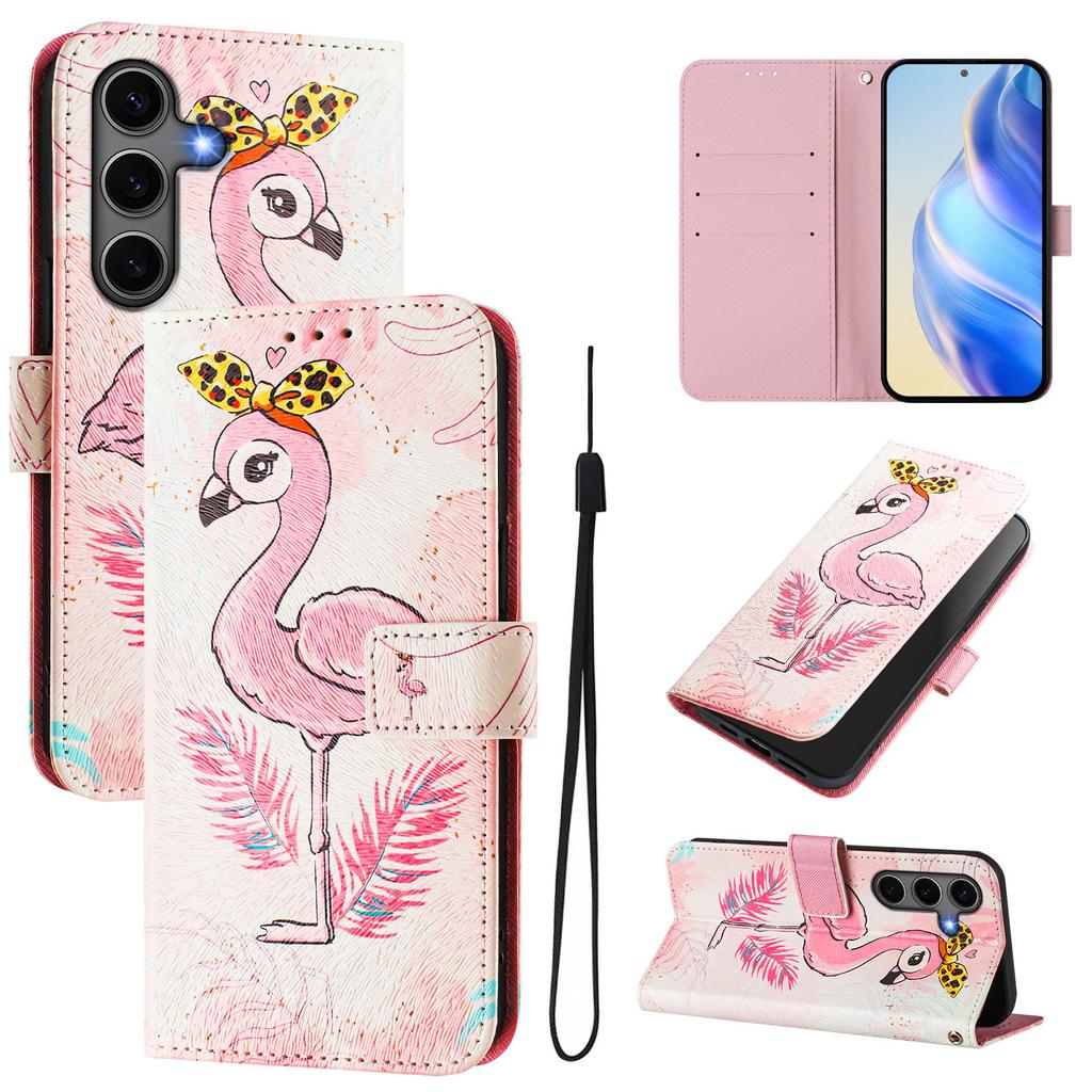 Flamingo Luxury Painted Leather Case Wallet PU Leather Book Style Cover for Samsung Galaxy S21 S22 S23 S24,Note10 Note20,A13 A15 A16 A06 A54...