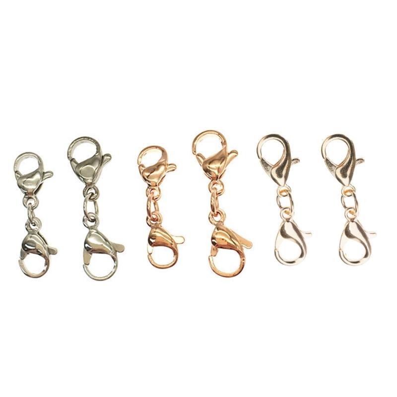 10 шт., маленький удлинитель браслета, ожерелье, укорачивающая застежка, удлинитель браслета, двойная застежка-лобстер, удлинитель
