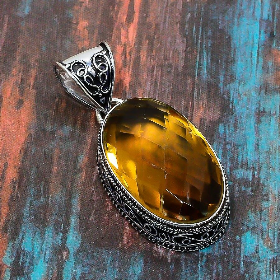 Кулон ювелирных изделий стерлингового серебра 925 драгоценных камней цитрина ручной работы на День благодарения