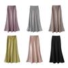 Женская однотонная атласная юбка-миди с высокой талией, однотонная гладкая атласная юбка-миди, цвет бедер, большая