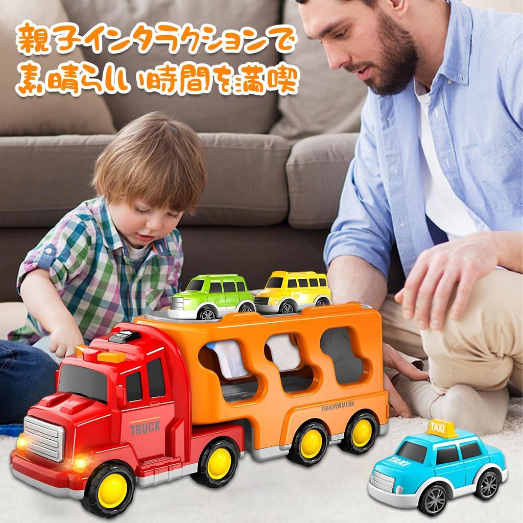 HIWO Игрушки для мальчиков в возрасте 6 лет и развивающий набор из 5 больших и маленьких транспортных средств Большой грузовик 4 мини-строительных пожарных В помещении Мини-развивающий