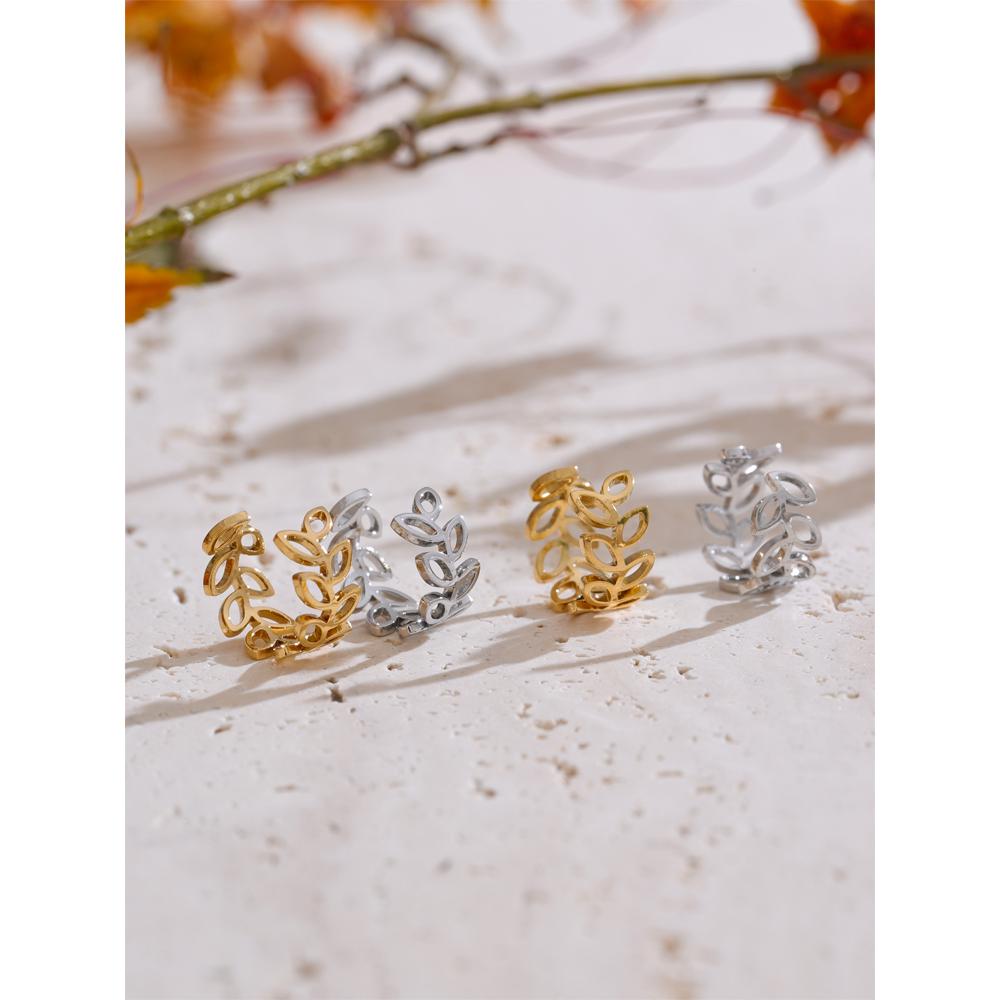 Yhpup Arrivals Plant Leaf Hollow Ear Bone Clip Earrings Prevent Allergy Metal Non-Piercing Daily Fashion Jewelry Accessories