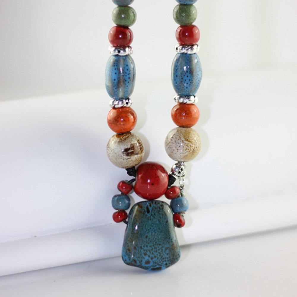 Ретро красивый этнический стиль керамические бусины ручной работы кулон ожерелье