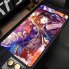 Игровой коврик для мыши, большой коврик для стола, нескользящий, с прошитыми краями, праздничный, с принтом аниме-девушки и фейерверков, водонепроницаемый коврик для дома