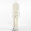 Casual Solid Vest Suit Women Sleeveless Single Breasted Tops High Waist Pants Summer Fashion Lady Elegant Set