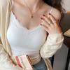 Новый кружевной топ-майка без следов на спине для женщин, внутренний, защищающий от света, верхняя одежда, встроенная, с фиксированной чашкой, с обертыванием для груди