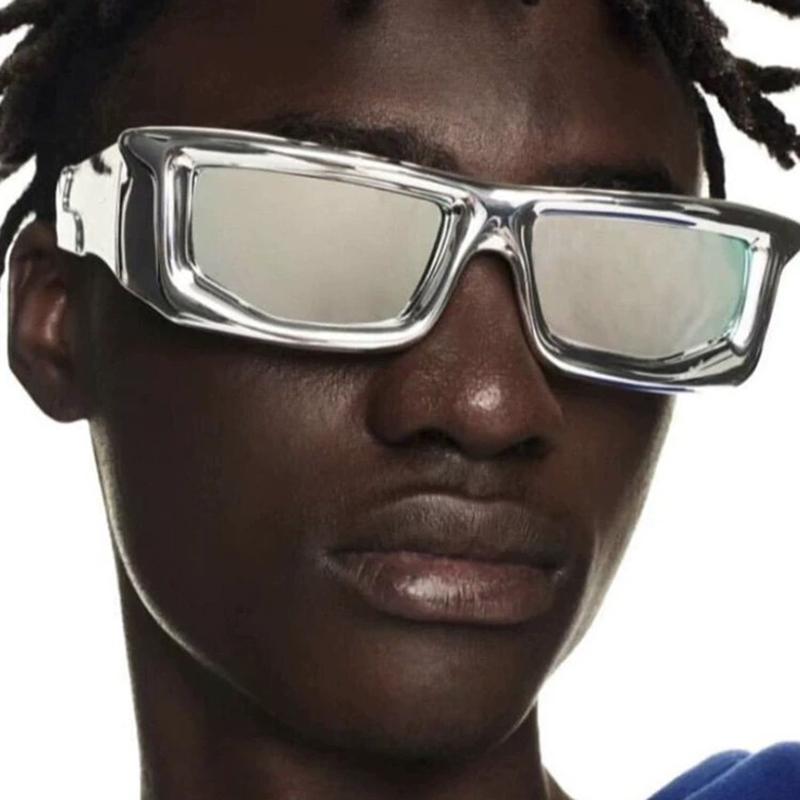 Солнцезащитные очки прямоугольной формы с большой оправой для женщин и мужчин, винтажные солнцезащитные очки с плоским верхом для мужчин, дизайнерские очки класса люкс в стиле стимпанк