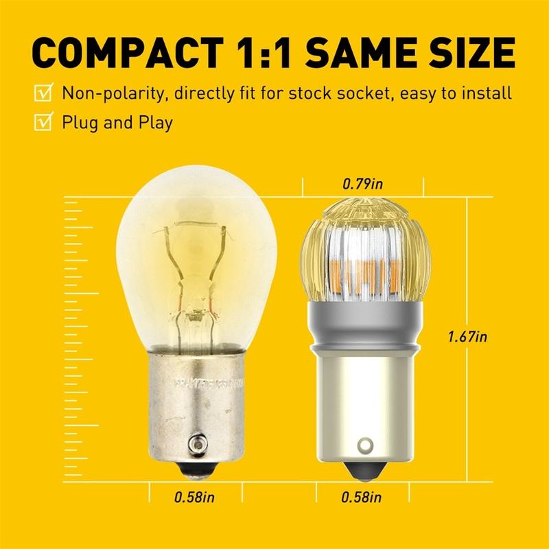 1156 BA15S P21W PY21W 7443 W21W LED Bulbs Super Bright P21/5W 1157 BAY15D 7440 3157 DRL Reverse Turn Signal Light Yellow