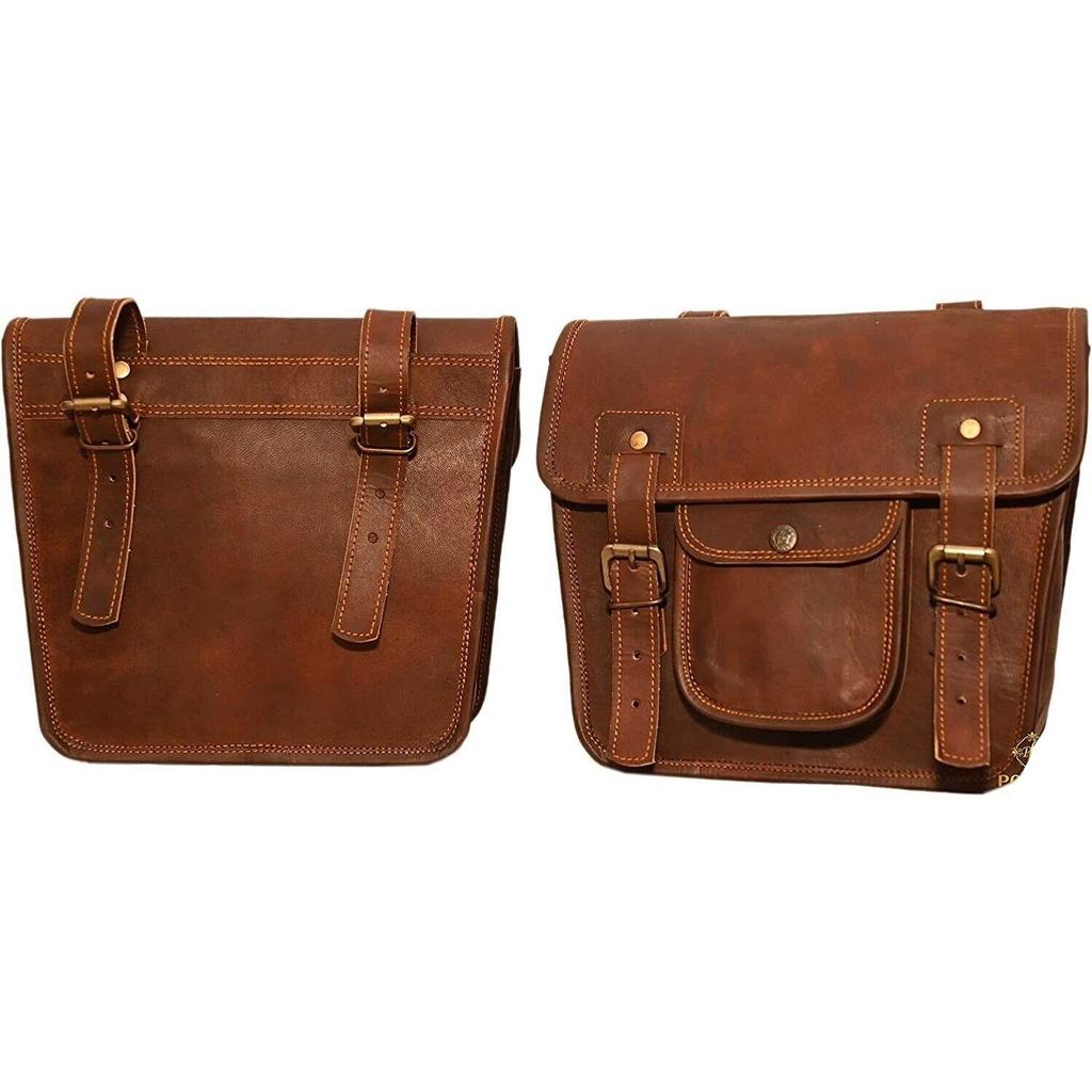Кожаный комбинированный комплект 9x11 для седельной сумки мотоцикла, ДВЕ коричневые боковые сумки, кофры