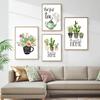 Green Plant Cactus Botanical Posters and Prints Canvas Painting Home Sweet Home Quote Art Picture Home Decor Housewarming Gift