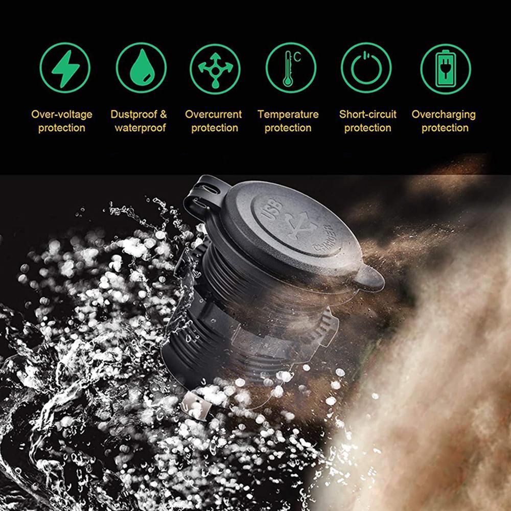 12 В/24 В USB Type-C Несколько автомобильных зарядных гнезд PD3.0 и порты QC3.0 Водонепроницаемый с сенсорным переключателем Быстрая зарядка Автомобильный мото-адаптер