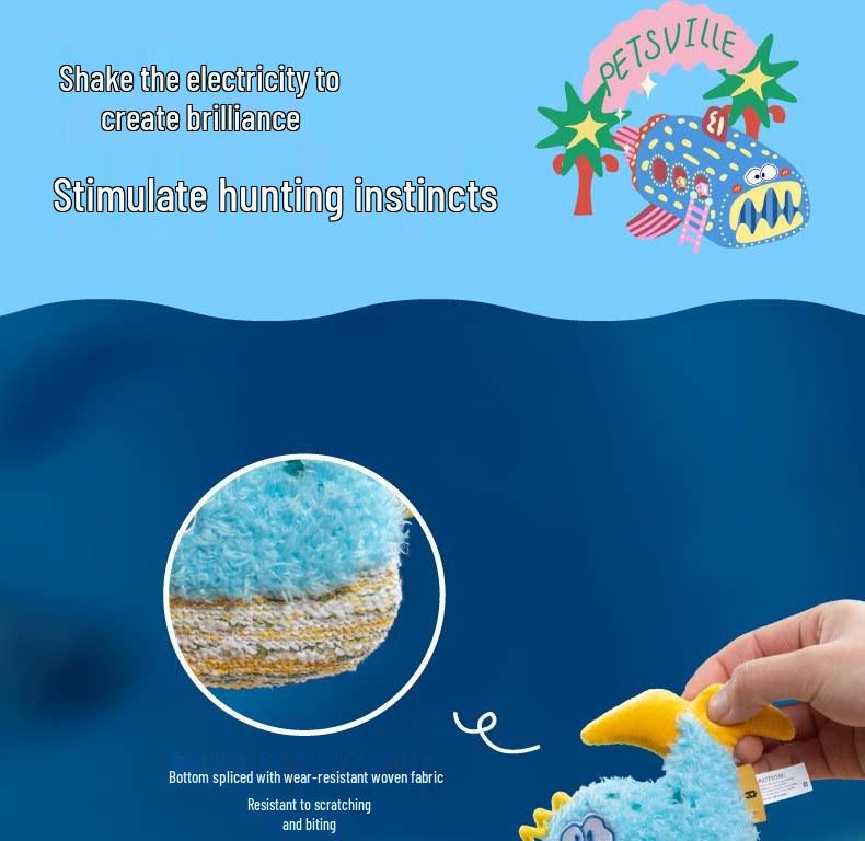 PETSVILLE Interactive Catnip Feather Toy with Sea Scenery Plush
