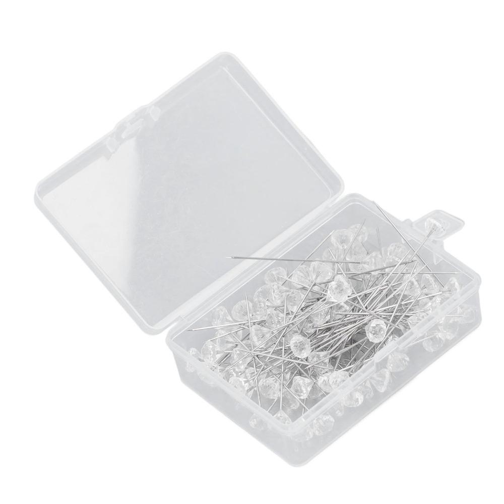 300Pcs Straight Shank Rhinestone Head Pins Clear Crystal Floral Wedding Pins Boutonniere Making