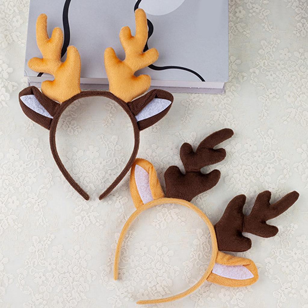 Рождественский ободок с оленьими рогами, регулируемый праздничный аксессуар для волос, праздничный головной убор для женщин и детей