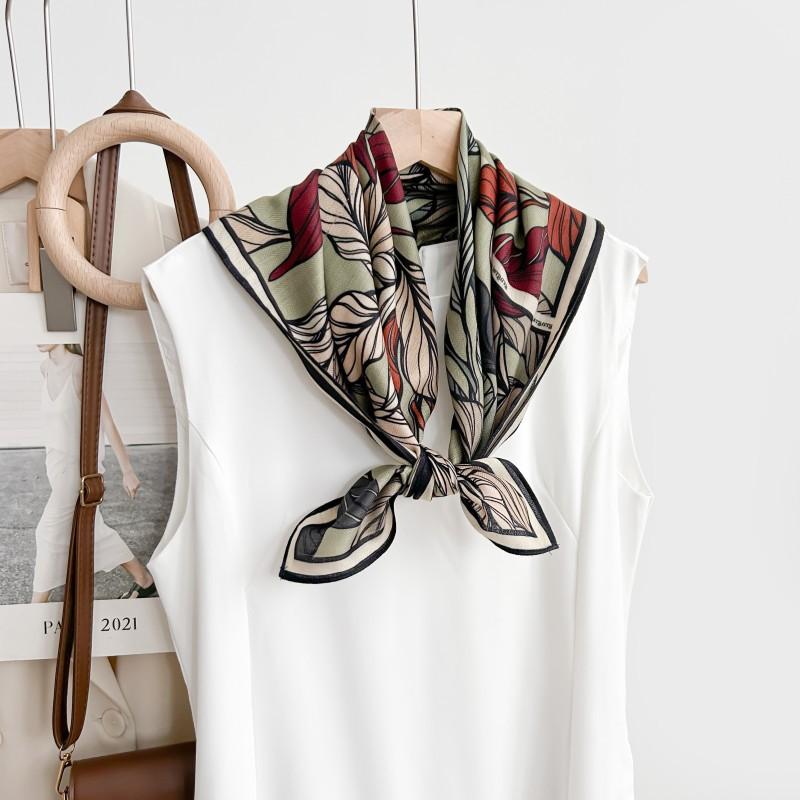 65 Fashion Style Cotton And Hemp Small Square Scarf For Women'S Professional Decoration Scarf Dual Use Shawl Outer Wear Spring And Autumn Scarf