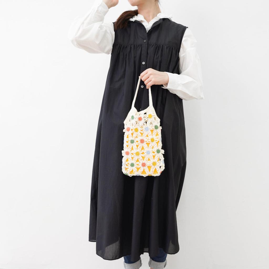 Raw Wool Knitting Kit #6-6 Flower Motif Bag