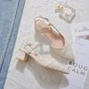 Fashion Womens Shoes Fashion Summer New Pointed Sandals Wrapped Back Hollow Square Heel High Heels Women Buckle Strap Med (3cm-5cm)