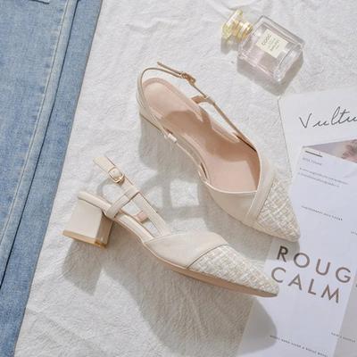 Женская обувь мода лето новые остроносые босоножки с завернутым задником квадратный каблук высокие каблуки женские пряжка ремень средний (3см-5см)