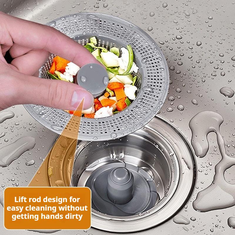 Сливной трап из нержавеющей стали 304, сердцевина с отскоком против запаха, универсальный фильтр для стока против засоров, уловитель пищевых отходов