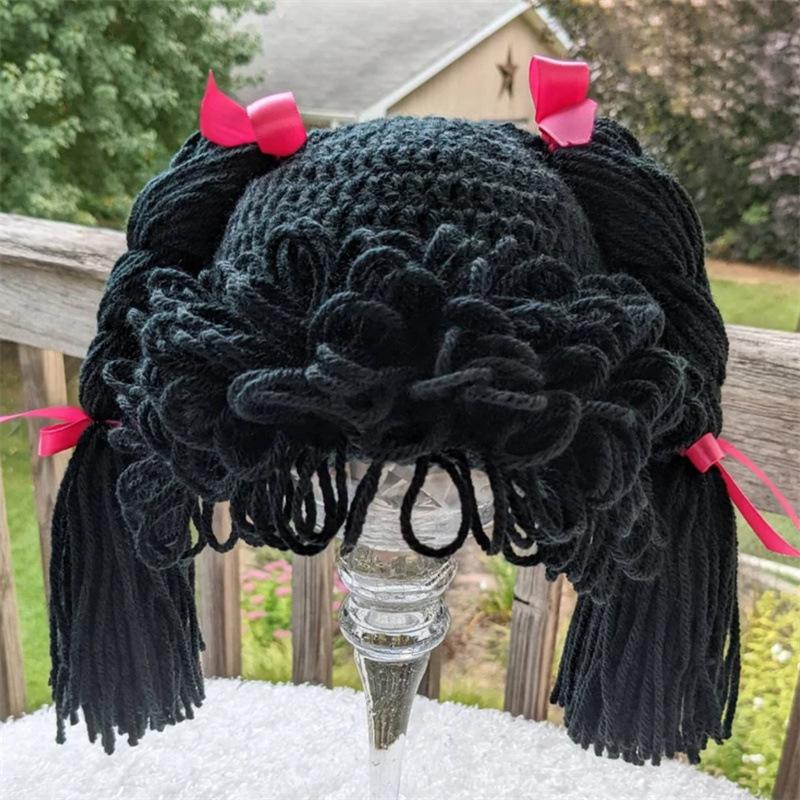 Новая шапка-чулок с кошачьими ушками, связанная вручную