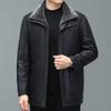Mid-length Sheepskin Middle-aged Men's Genuine Leather Jacket Men's Loose Thickened Genuine Leather Down Jacket Leather Jacket