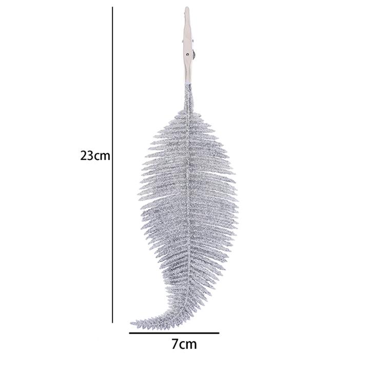 5Pcs Christmas Tree Decoration Clip On Feather Glittery Baubles Ornament