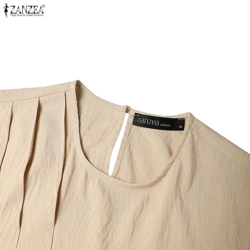 ZANZEA Женское повседневное платье с круглым вырезом, длинным рукавом и свободного кроя, мусульманское