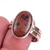Natural Mahogany Red Obsidian TwoTone 925 Sterling Silver Jewelry Ring S.10 p3J78