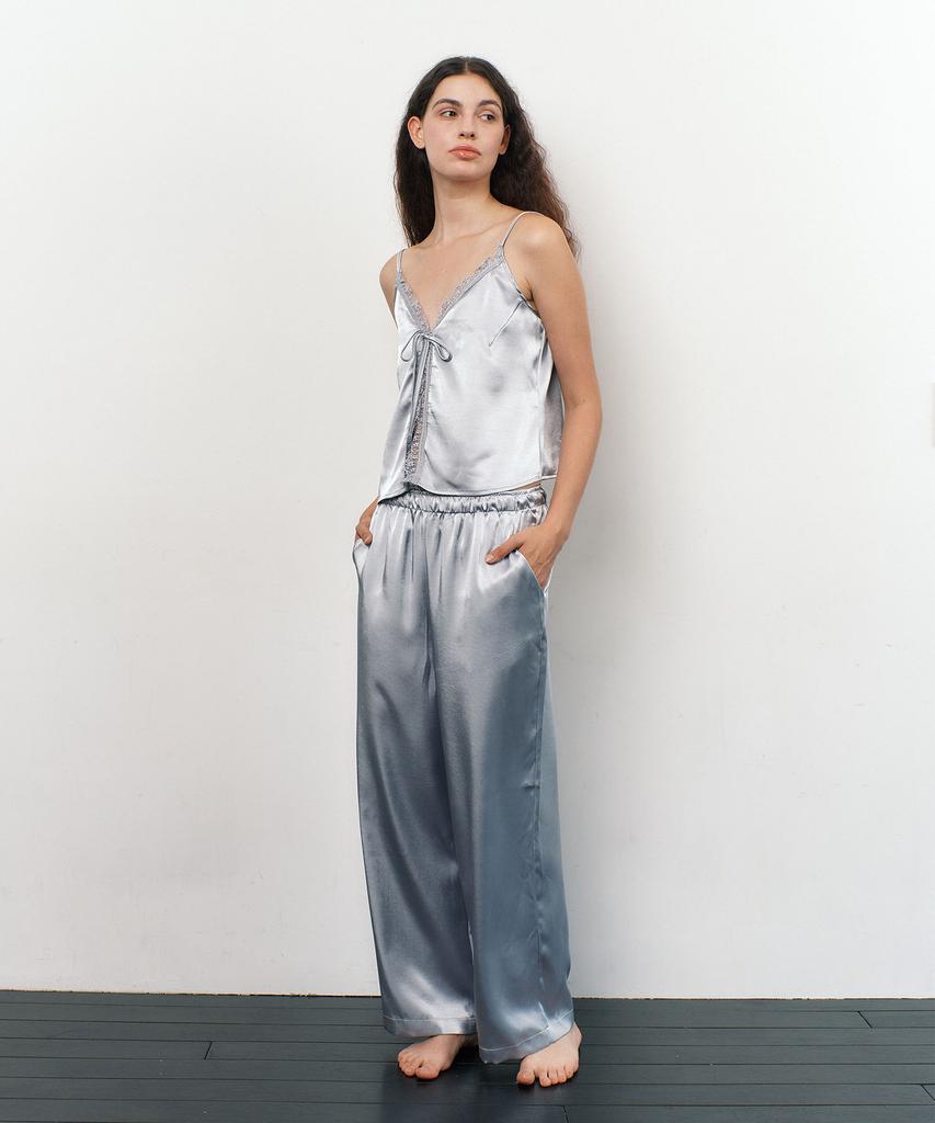 Atempo Lace Slip Pajama Set / Silver Blue