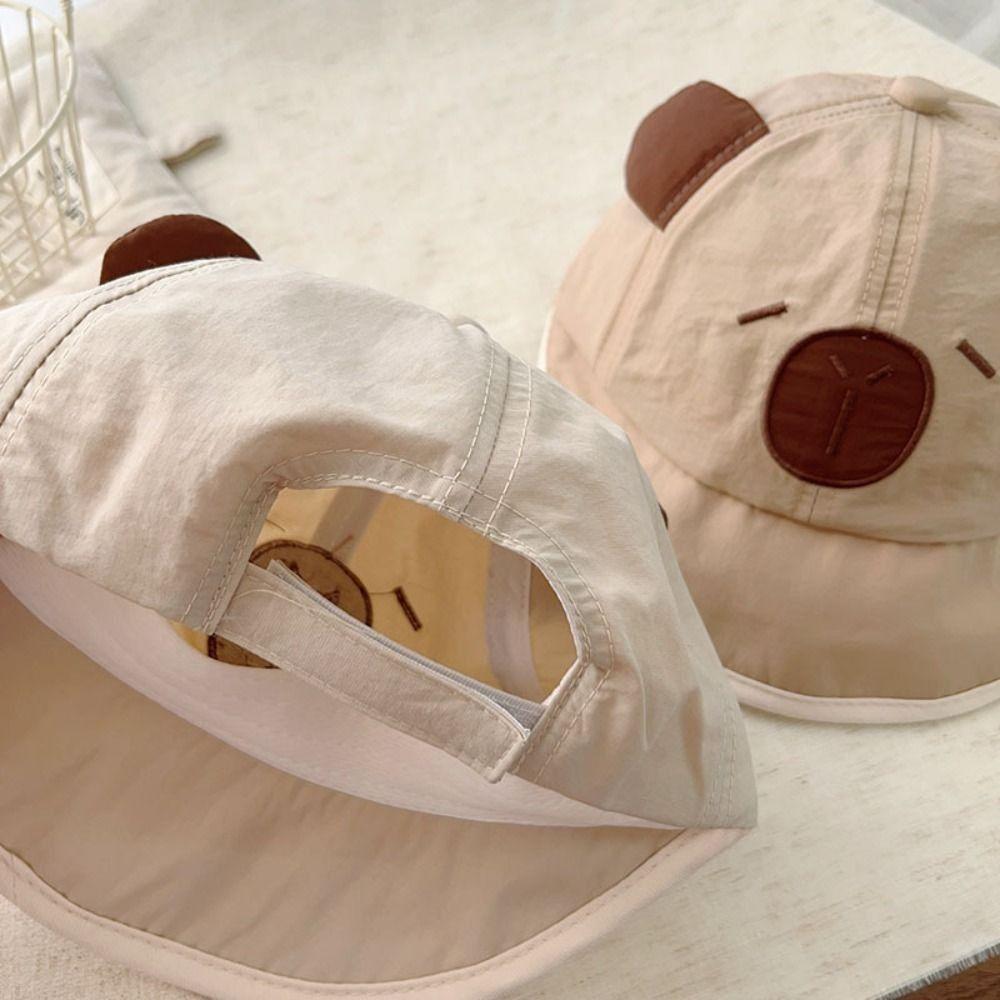 New Spring Summer Baby Bucket Hat Cute Capybara Soft Thin Newborn Bonnet Boys Girls Short Brim Sunscreen Hat Kids
