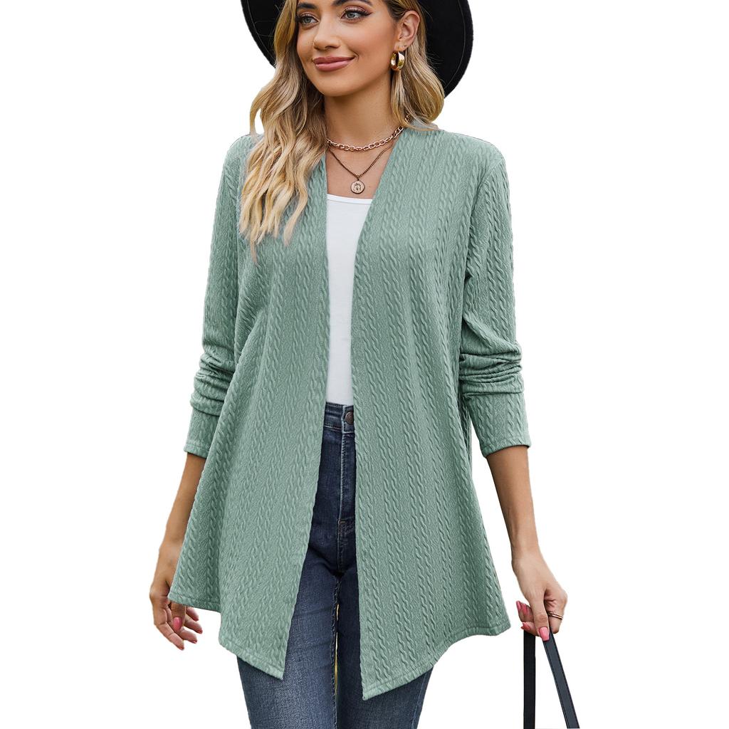 2023 осенне-зимний женский повседневный однотонный свободный кардиган с длинными рукавами