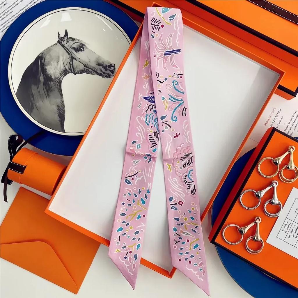 100% Mulberry Silk Ribbon Long Hair Bows Scarf Headscarf Fashion Hair Ties Ribbons Multifunctional Headband Bandana Hair