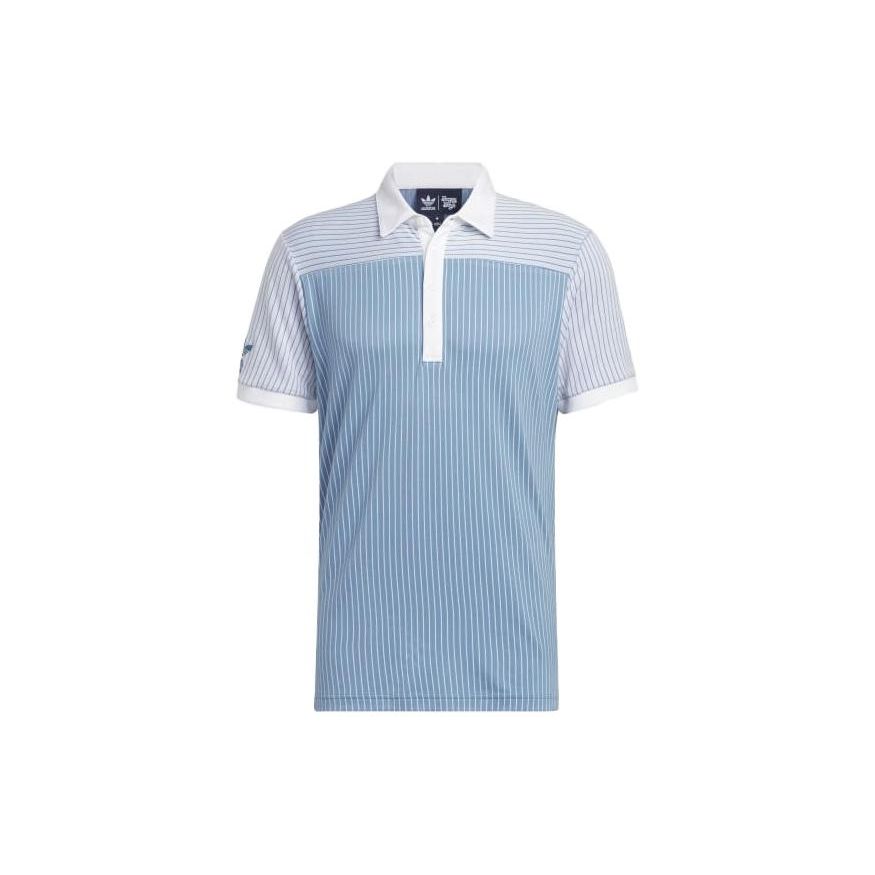 Adidas Originals X Bogey Boys Collaboration SS23 Полосатая повседневная рубашка поло с коротким рукавом Мужские рубашки поло синего цвета IB6665