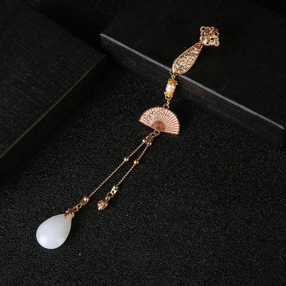 Style Brooches Tassel Brooches Antique Fan Pendant Metal Collar Pins Cheongsam Pin Accessories