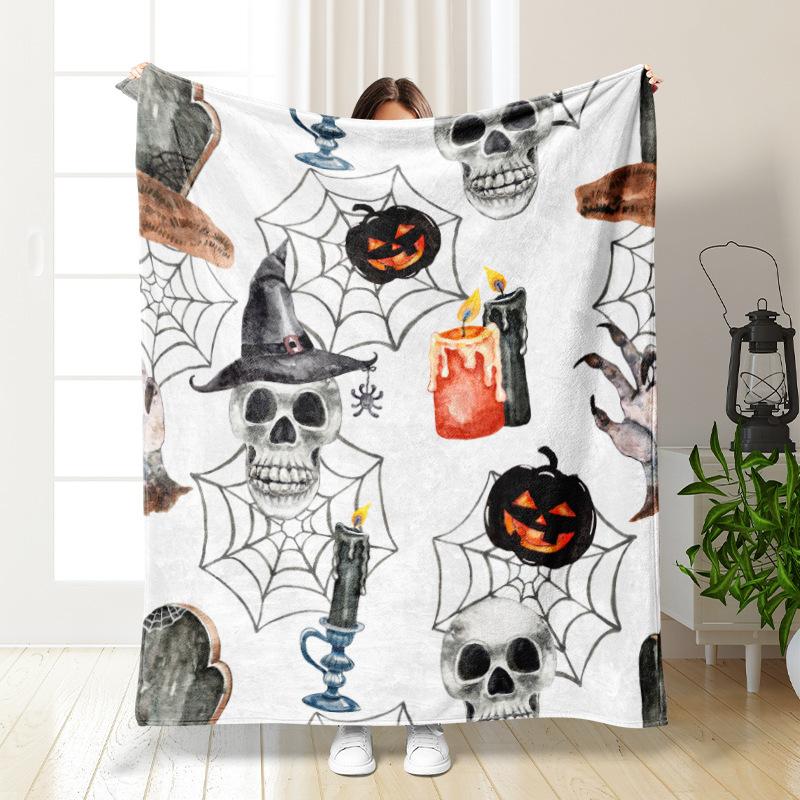 Halloween Theme digitalprinted polyester Bedroom velvet flannel soft sofa cover blanket Fleece soft sofa cover blankets