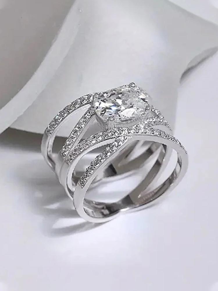 Huitan Brilliant Cubic Zirconia Wide Rings for Women New Cross Designed Lady Finger Accessories Powerful Fashion Party Jewelry