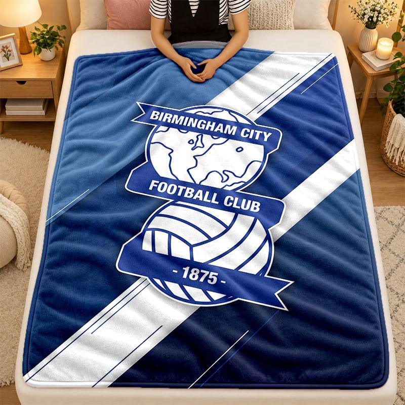 Flannel BlanketBirmingham City Warm Soft Throw Blanket for Indoor Sofa Bed Living Room Use