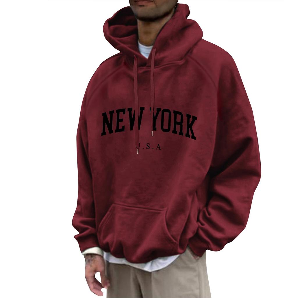 Мужская свободная толстовка с капюшоном с принтом, мужская повседневная модная спортивная толстовка с рукавами реглан