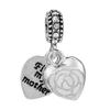 2pcs /Lot 45styles Heart To Heart Mom Charms Beads Pendant Fit Diy Bracelets Necklaces For Women Kids Jewelry Making Wholesale