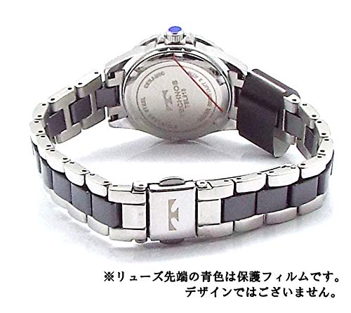 TECHNOS Женские часы с керамическим черным циферблатом, серебристо-черный, в комплекте инструмент для регулировки ремня TSL918TB-SET