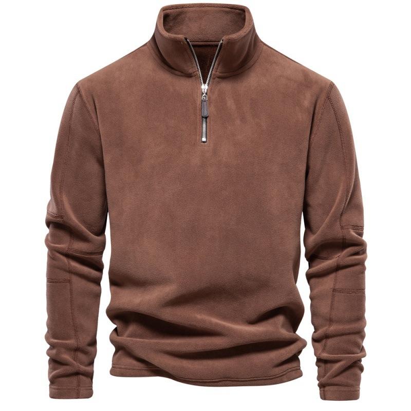 Men'S Autumn And Winter New Stand-Up Collar Half-Zipper Long-Sleeved Sweater Trend Casual Solid Color Men'S Fleece Top