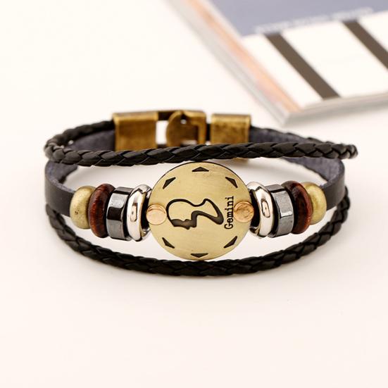 Браслет для пар Изысканный узор Износостойкий браслет из искусственной кожи созвездия с многослойной плетеной веревкой