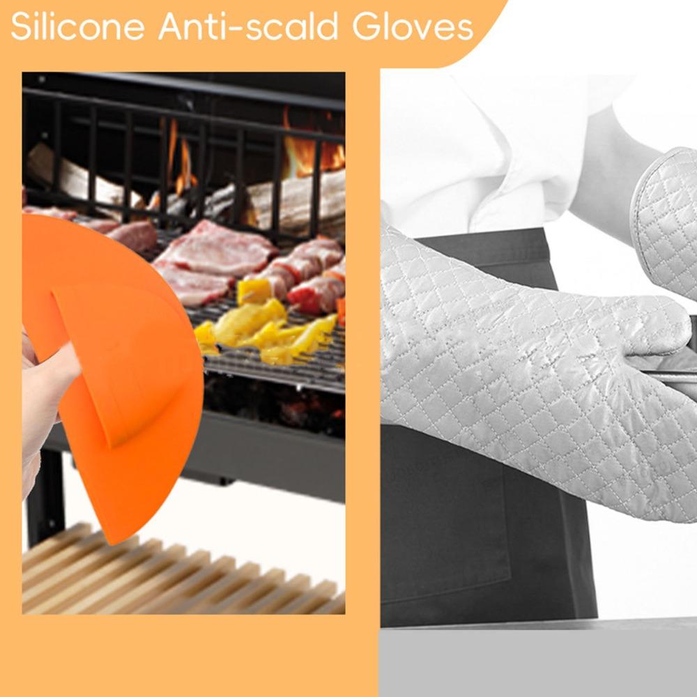 2PACK Silicone BBQ Grill Mitts Heat Resistant Oven Mitts Heat Resistant Gloves  Smoking