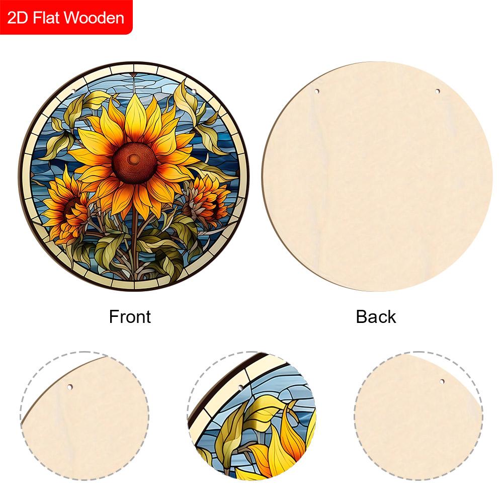 Rustic Wooden Sign with Sunflower Pattern, Round Sign for Front Door, Wall Hanging Decor, Ideal Gift for Friend & Family