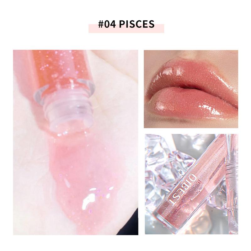 QIBEST Водянистый блеск для губ Зеркальная стеклянная глазурь для губ Увлажняющий питательный водянистый блеск для губ Невыцветающий прозрачный блеск для губ