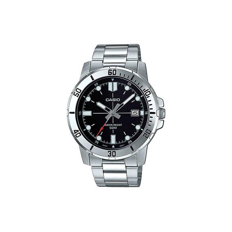 Casio Стандартная серия Swordfish Divers Ocean Heart Бизнес Кварцевый механизм Стальной ремешок Мужские часы Черный MTP-VD01D-1EVUDF