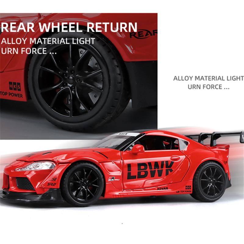 1/24 Toyota SUPRA Track Alloy Sports Car Model Diecasts & Toy Vehicles Металлическая модель автомобиля High Simulation Sound and Light Детские подарки