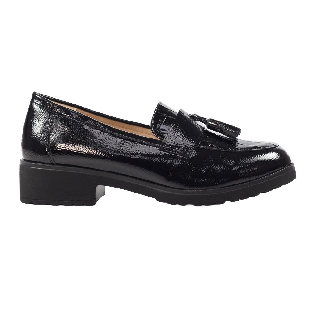 Lunar Womens/Ladies Vivi Patent Faux Leather Loafers