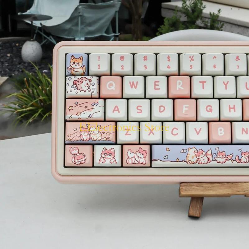 B03C Колпачки для клавиш Профиль MDA Мультяшные Милые Животные PBT DyeSublimation 151 Клавиша Колпачок для клавиш Подходит для Механических Клавиатур CrossCore