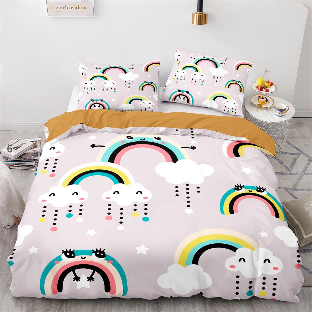 Радужные Птицы Звезда Набор Пододеяльников Двуспальный Полный Размер Милый Полиэстеровый Чехол для Одеяла для Детей Мальчиков Девочек Комплект Постельного Белья Чехол для Одеяла